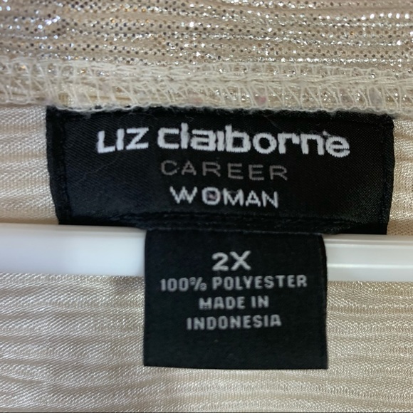 Liz Claiborne Career Women Gold Shimmer Blouse 2X - Picture 2 of 4